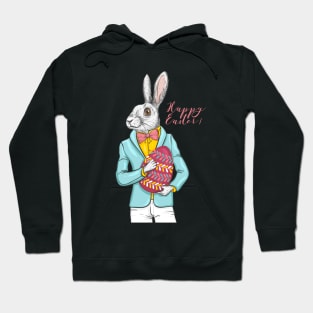 Happy Easter rabbit hipster with egg Hoodie